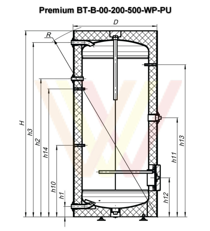 Бойлер без теплообменников premium bt-b-00-300-wp-pu чертеж