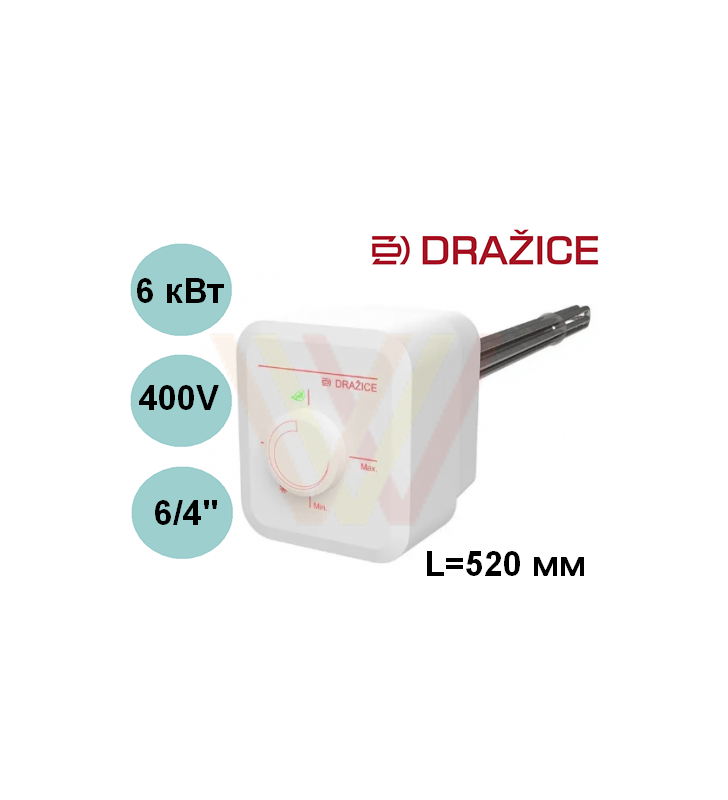 ТЭН Drazice TJ 6,0 G 6/4" + удлиненная нагревательная часть, изолированный
