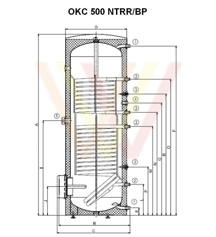 бойлер с двумя теплообменниками drazice-okc-500-ntrr-bp чертеж
